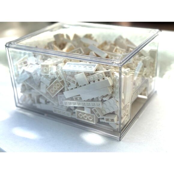 Cream White Legos In New Stackable Clear Acrylc Box SZ 7.5"D x 6"W x 4.4"H Mixed - Picture 5 of 8
